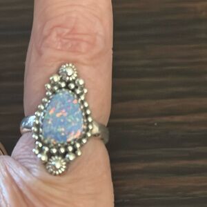 Pink &blue opal ring